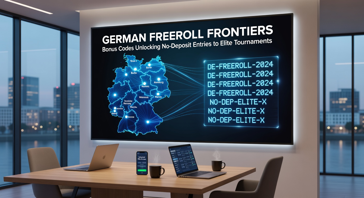 Nahaufnahme eines Smartphones mit aktiviertem Bonuscode und Freeroll-Turnierlobby im Hintergrund