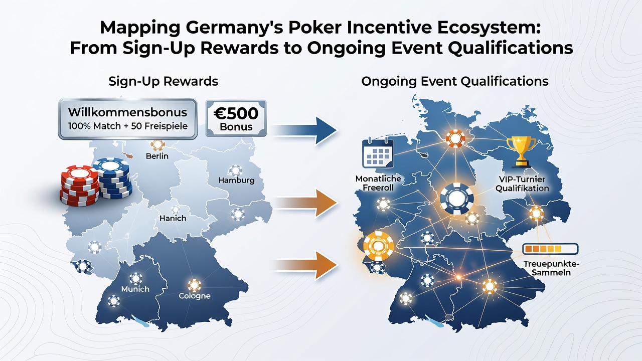 Darstellung von Freeroll-Qualifikationspfaden und Event-Integration im deutschen Poker