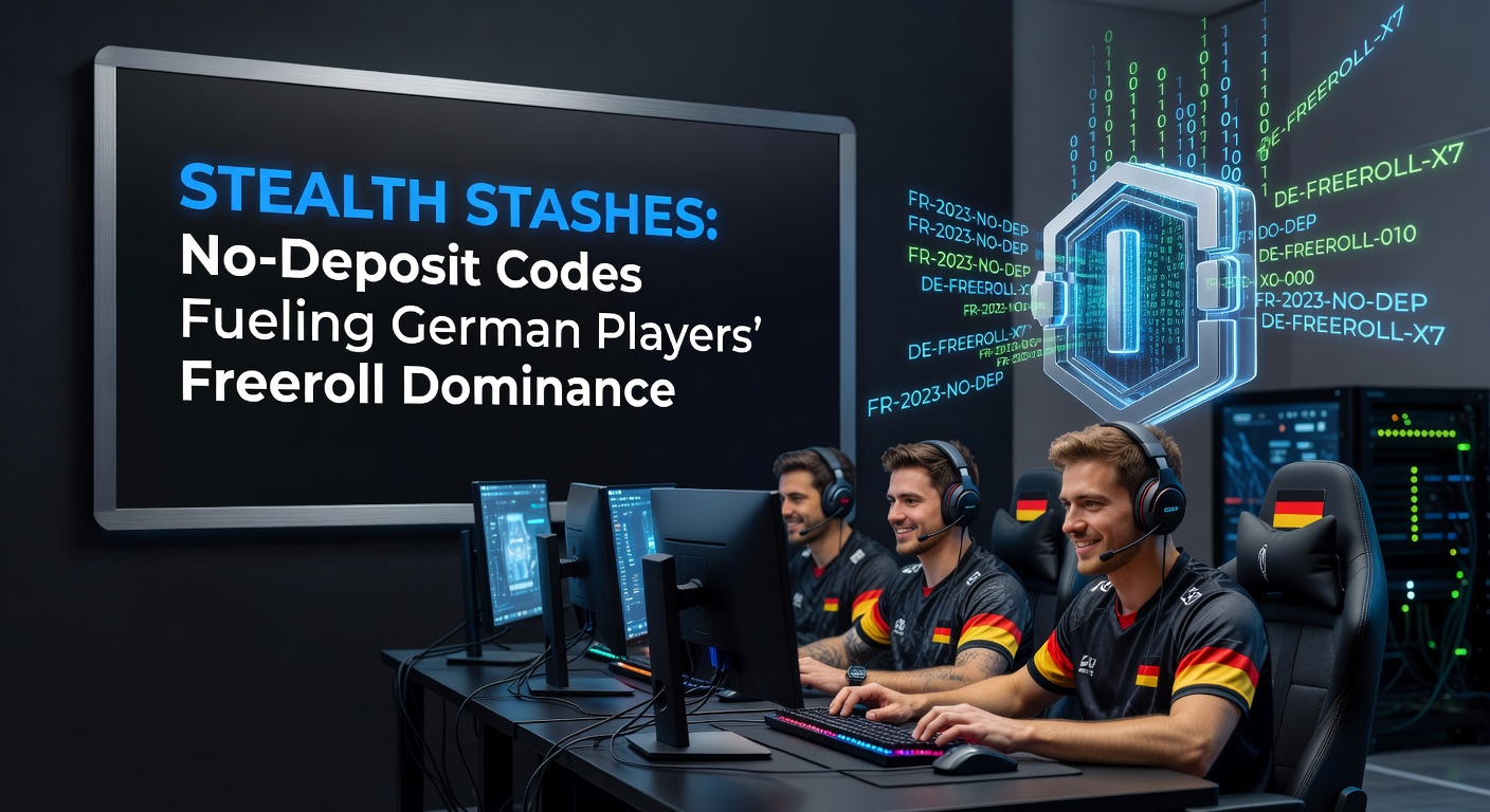 Deutsche Poker-Spieler feiern einen Freeroll-Sieg mit No-Deposit-Code im Hintergrund